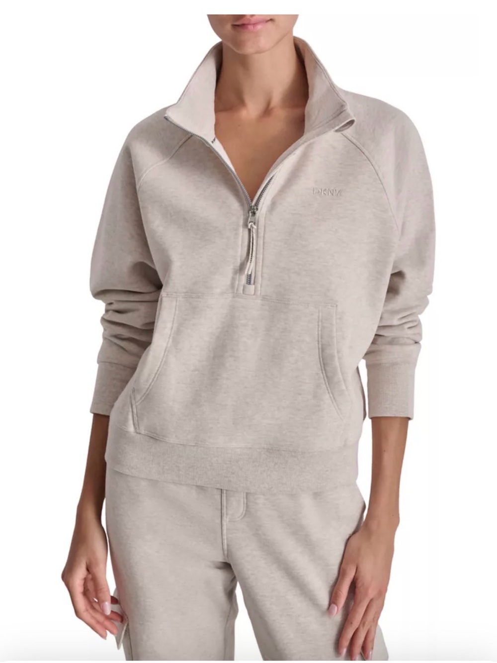 DKNY Sport  Embroidered Logo Half Zip Pullover with Kanga Pocket  Size XSmall